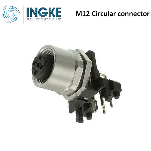 21033214501 M12 Circular Connector Receptacle 5 Position Female Sockets Panel Mount IP67 Waterproof Right Angle A-Code