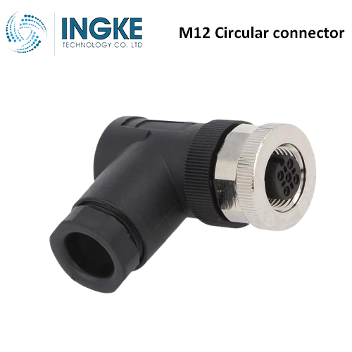 T4112001021-000 M12 Circular Connector Plug 2 Position Female Sockets Screw Right Angle IP67 Waterproof A-Code
