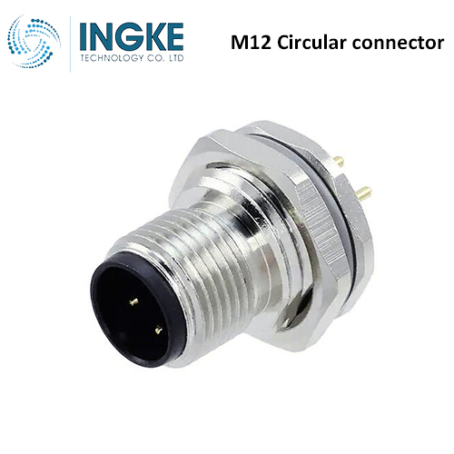 T4140012041-000 M12 Circular Connector Receptacle 4 Position Male Pins Panel Mount Waterproof IP67 A-Code