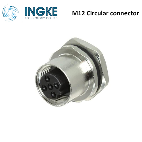 T4143012021-000 M12 Circular Connector Plug 2 Position Female Sockets Panel Mount IP67 A-Code Waterproof