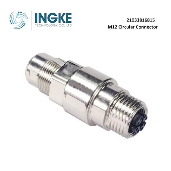 21033816815 M12 Circular Connector Gender Changer 8/8 Female Sockets/Male Pins Panel Mount
