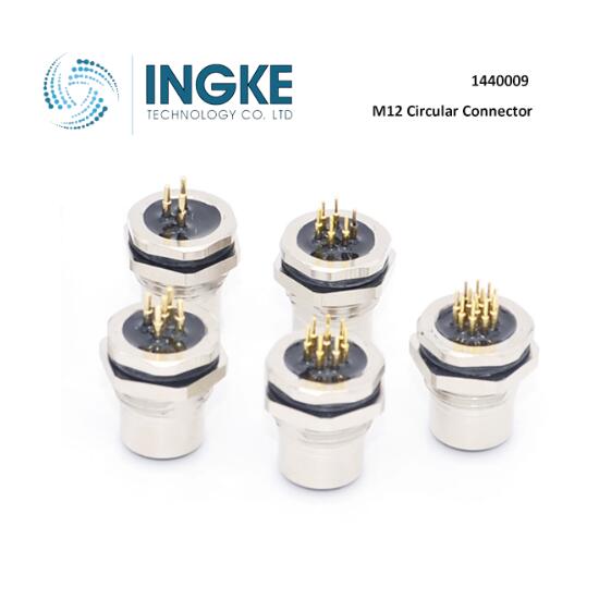 1440009 M12 Circular Connector 4 Position Receptacle Female Sockets Solder Panel Mount