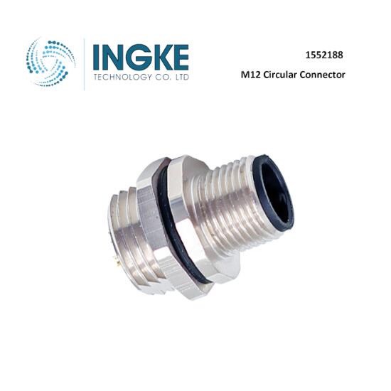 1552188 M12 Circular Connector 5 Position Plug Male Pins Solder Panel Mount