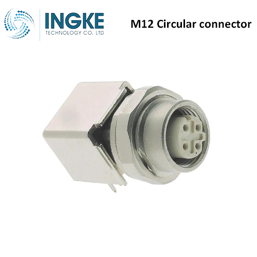 21033814411 M12 Circular Connector Receptacle 4 Position Female Sockets Panel Mount D-Code