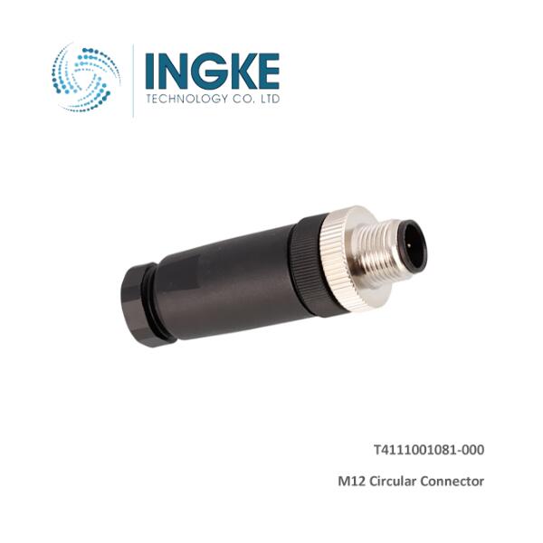 T4111001081-000 M12 Connector Receptacle Male Pins Screw