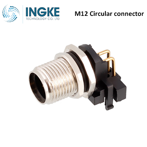 1436602 M12 Circular Connector Plug 5 Position Male Pins Panel Mount IP67 Waterproof A-Code