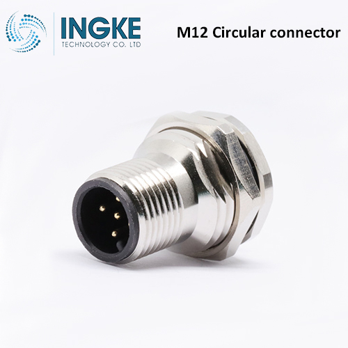 1552971 M12 Circular Connector Plug 5 Position Male Pins Panel Mount IP67 Waterproof B-Code