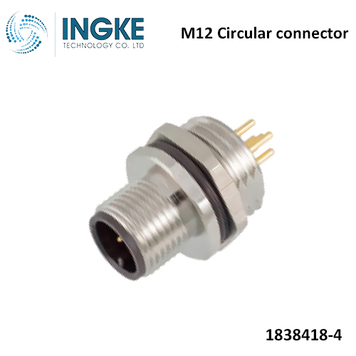 TE 1838418-4 M12 Circular connector 8 Position Plug Male Pins Solder Cup IP67 INGKE