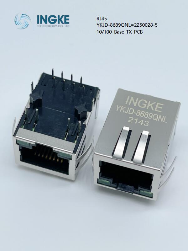 INGKE YKJD-8689QNL Direct substitute of 2250028-5 1 Port RJ45 Through Hole 10/100 Base-TX PCB