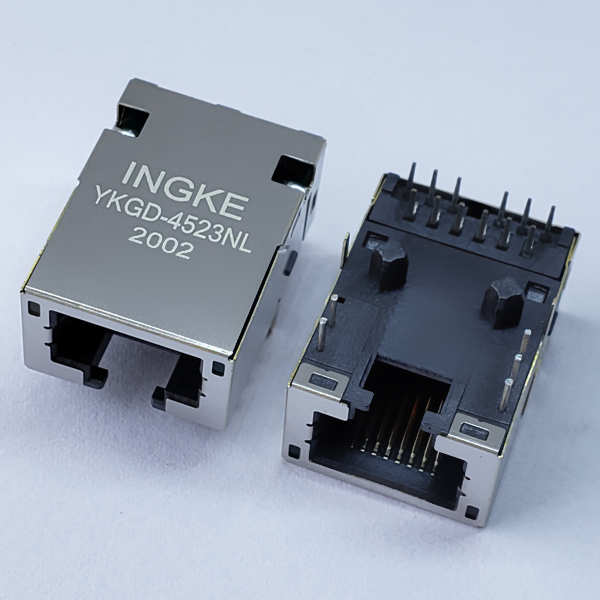 YKGD-4523NL 1000Base-T RJ45 Magjack Connector Gigabit Ethernet Low Profile