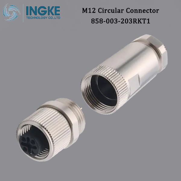 858-003-203RKT1 M12 Circular Metric Connector Female,Solder Cup, A-Code,IP67 Waterproof Cable Socket