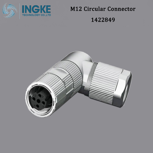 1422849 M12 Circular Metric Connector Female, Angled,Crimp,D-Code,IP67 Waterproof Cable Assembly