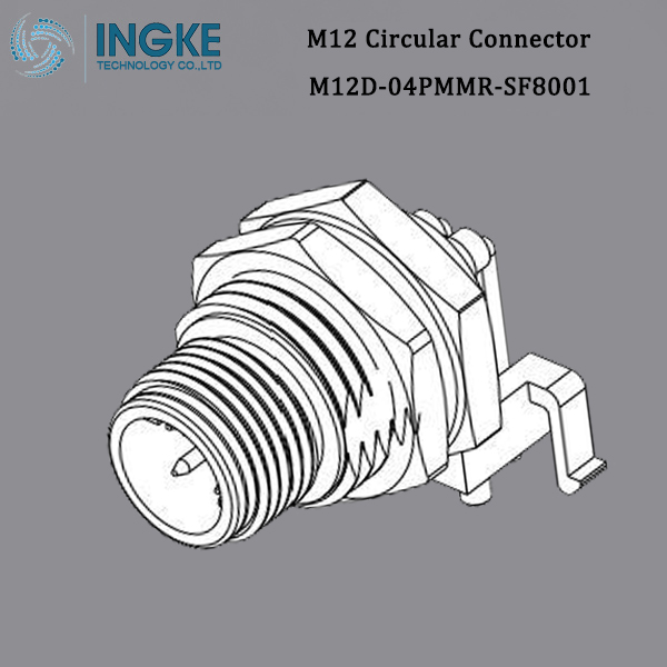 M12D-04PMMR-SF8001 M12 Circular Connector,D-Code,Right Angle,PCB Panel Mount,Waterproof Sensor