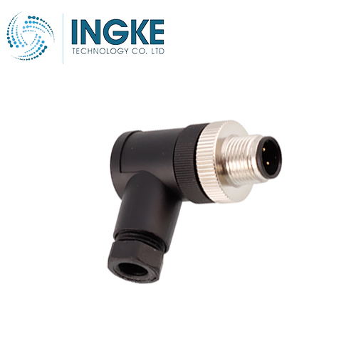 T4113002081-000 M12 Circular Connector Receptacle 8 Position Male Pins Screw Waterproof IP67 A-Code Right Angle